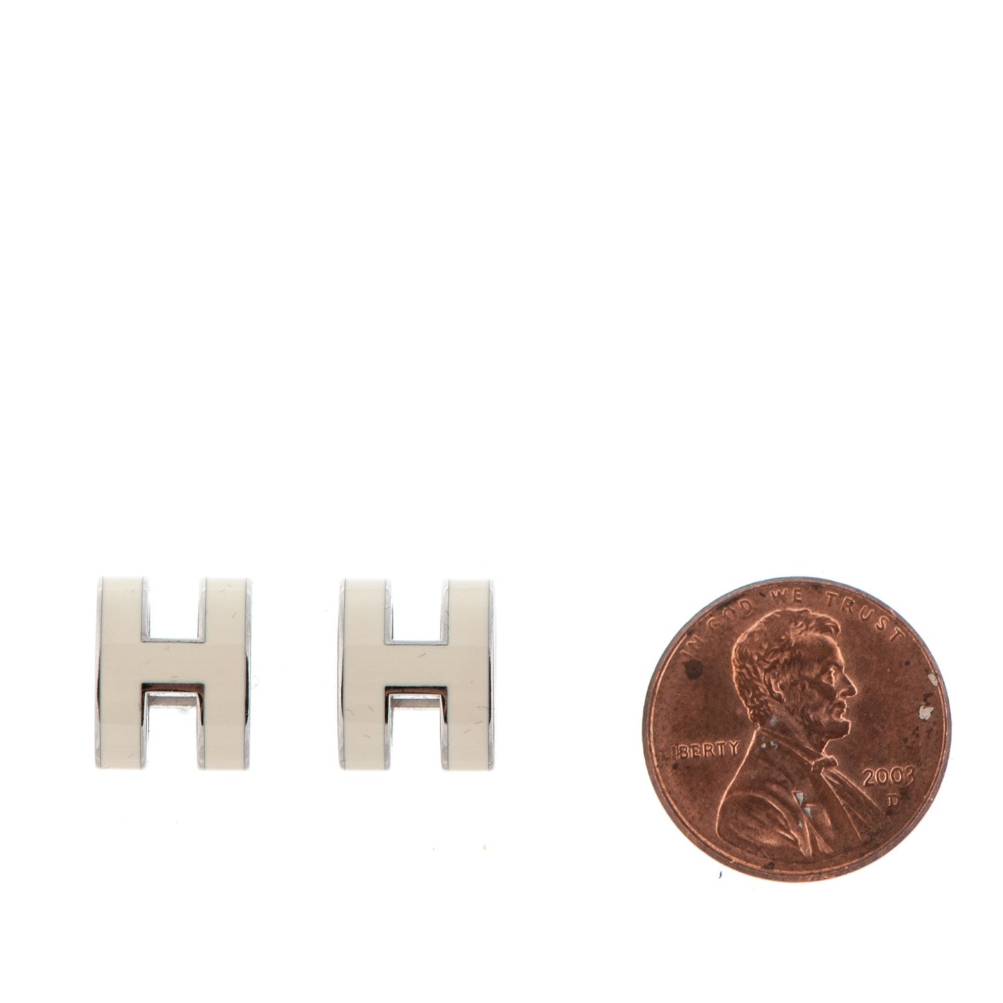 Palladium Lacquered Pop H Earrings Ecru