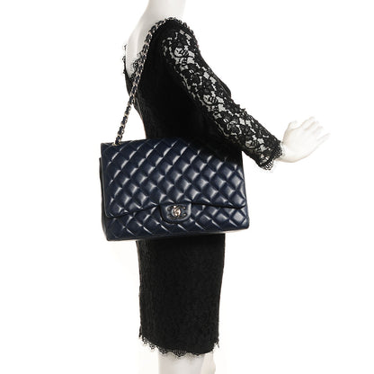 Chanel Caviar Quilted Maxi Double Flap Dark Blue 2 of 9