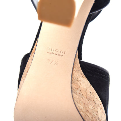 Gucci Suede Cork Platform Sandal 37.5 Black 9 of 11