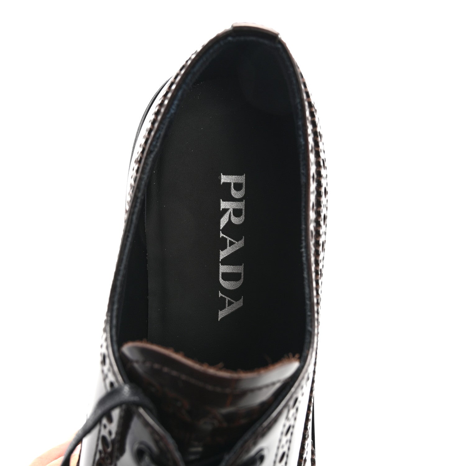 Prada Spazzolato Fume Brogue Derby Loafers 39 Bruciato 7 of 9