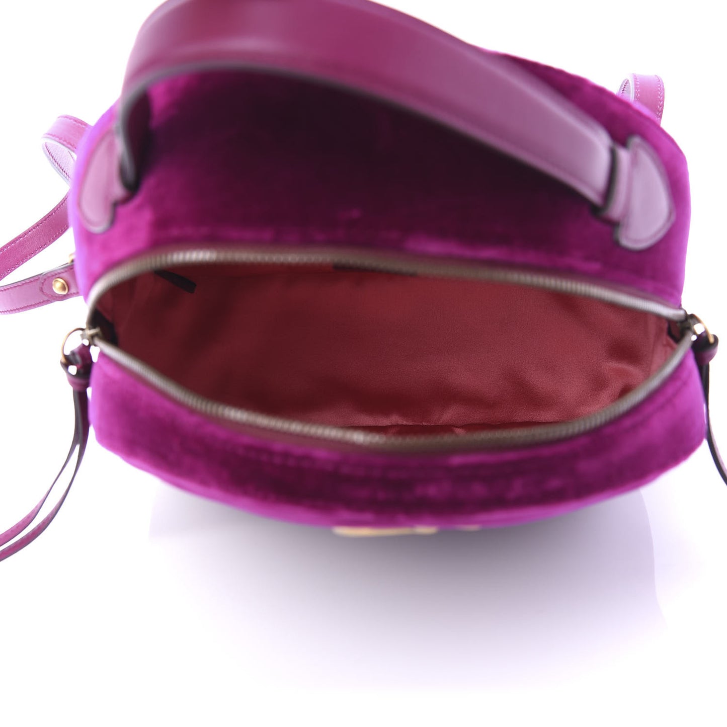 Velvet Matelasse GG Marmont Dome Backpack Fuchsia Violet Cyclamen