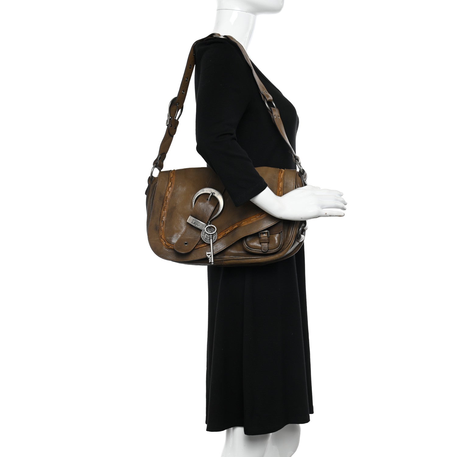 Christian Dior Calfskin Gaucho Double Saddle Bag Brown 2 of 16