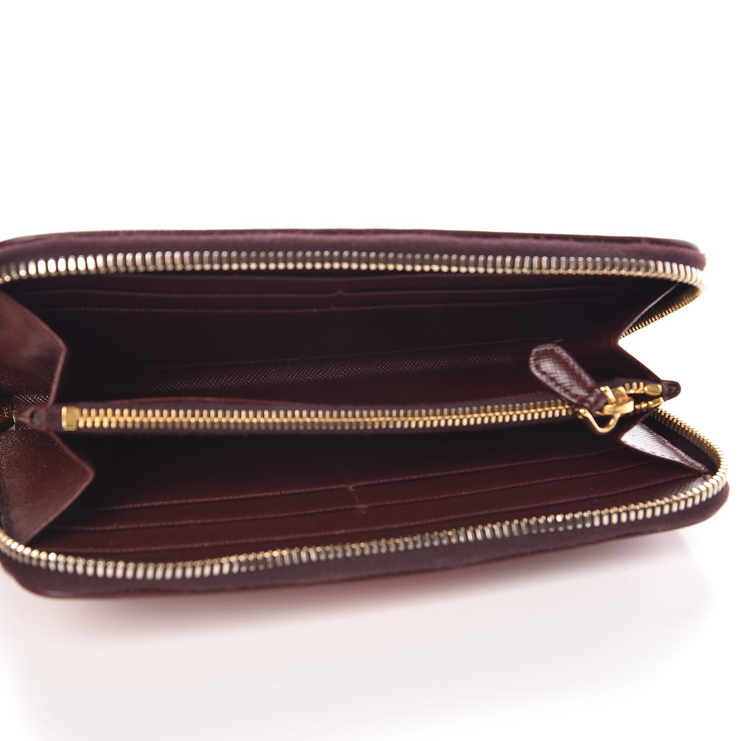 Prada Saffiano Chevron Zip Around Wallet Rubino 5 of 10