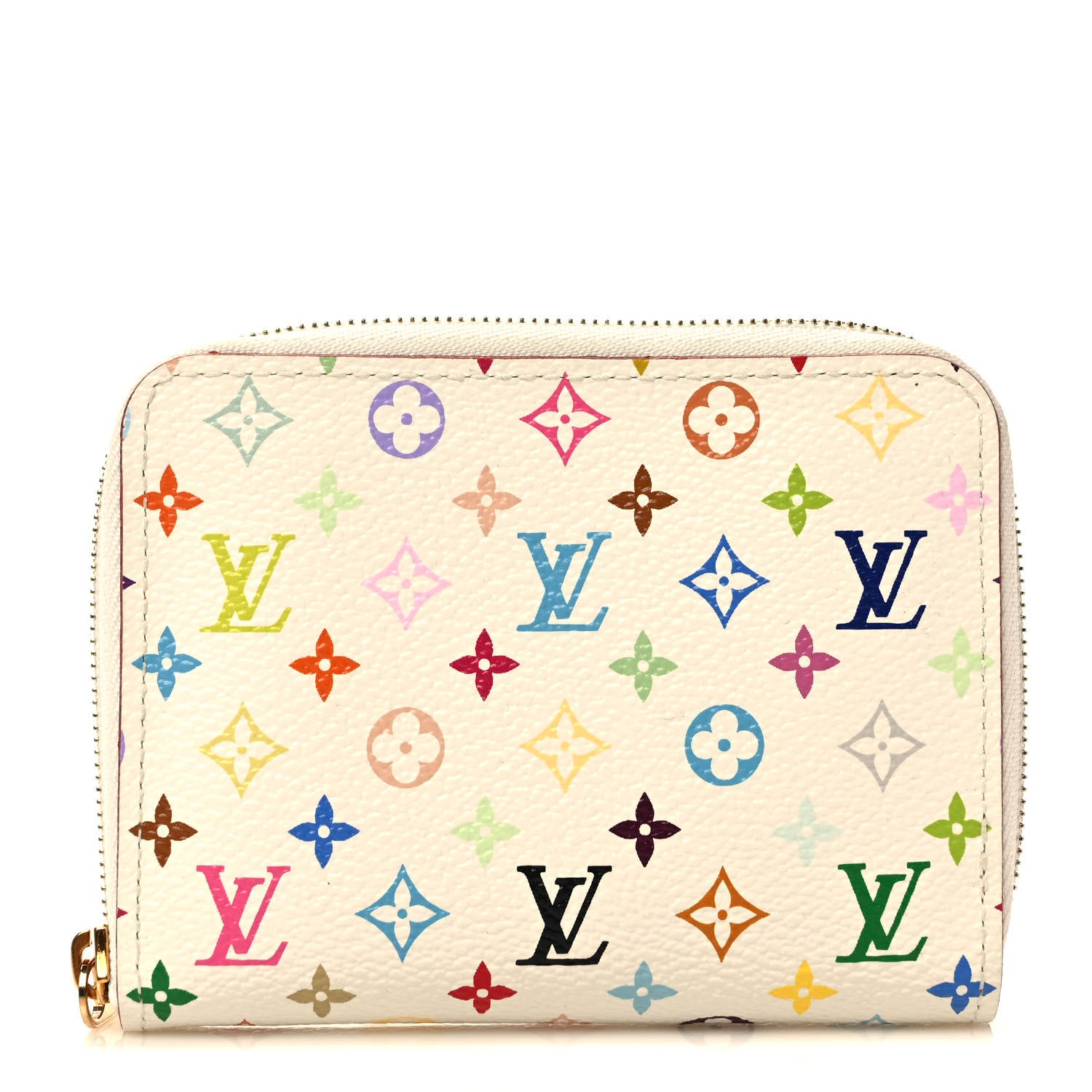 Louis Vuitton Monogram Multicolor Zippy Coin Purse Wallet White Litchi 1 of 6