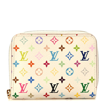 Louis Vuitton Monogram Multicolor Zippy Coin Purse Wallet White Litchi 1 of 6