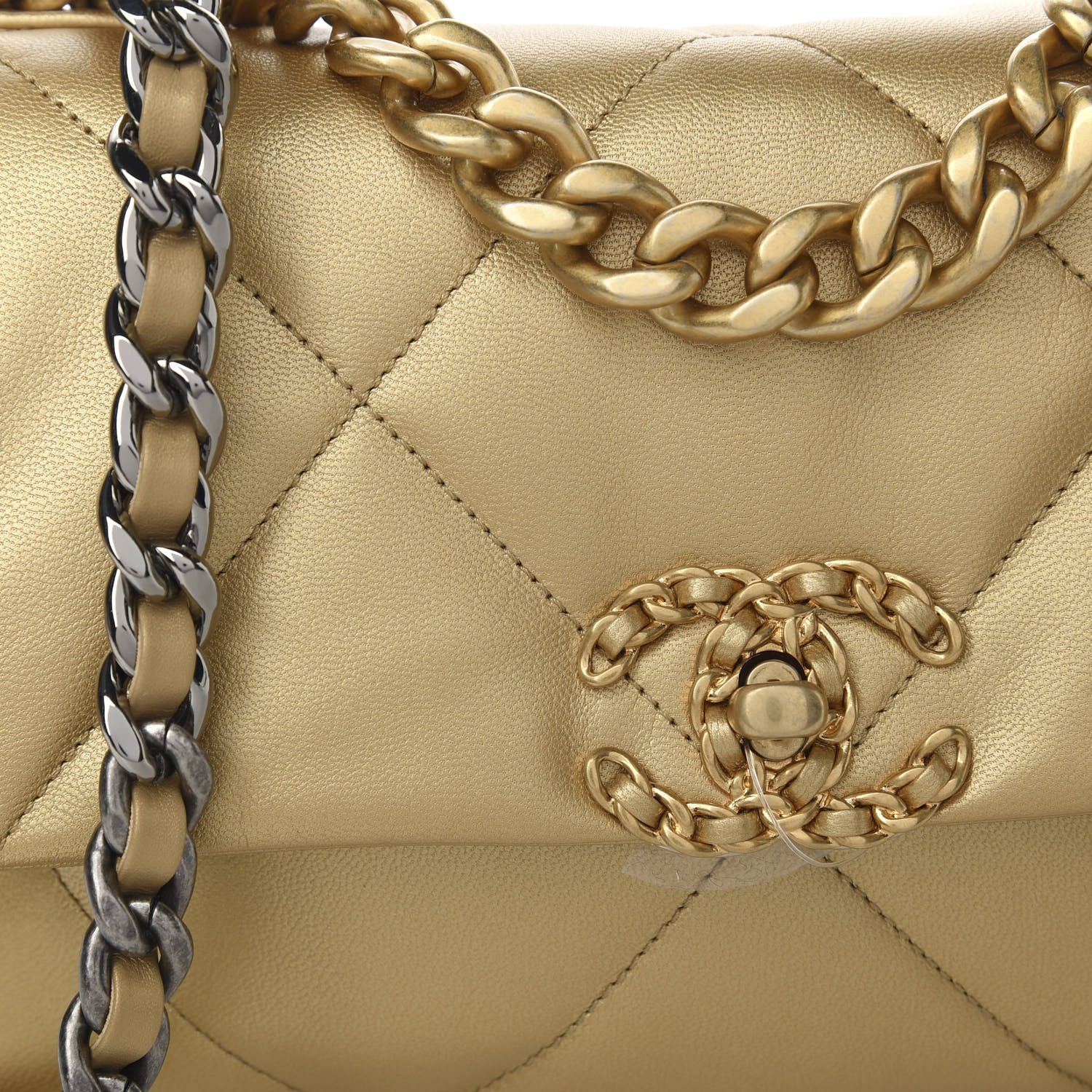 Chanel Metallic Goatskin Quilted Medium 19 Flap Gold 10 of 11