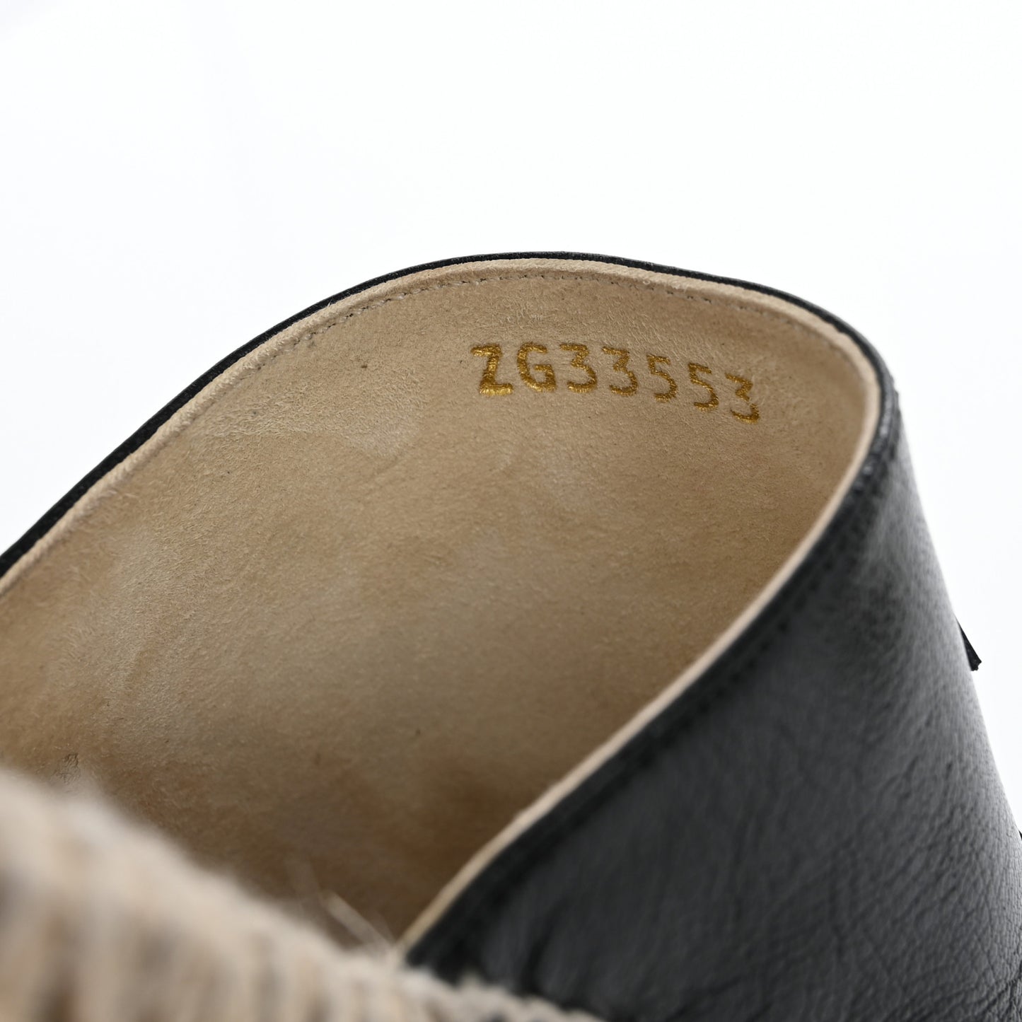 Iridescent Goatskin Patent CC Espadrille Mules 38 Black