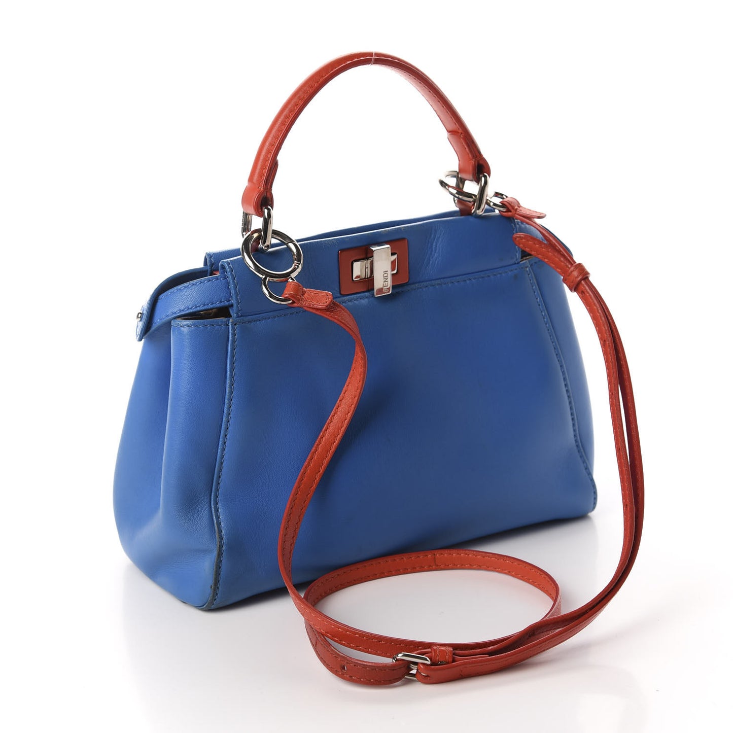 Nappa Colorblock Mini Peekaboo Iconic Satchel Blue Royal Papavero Cuoio