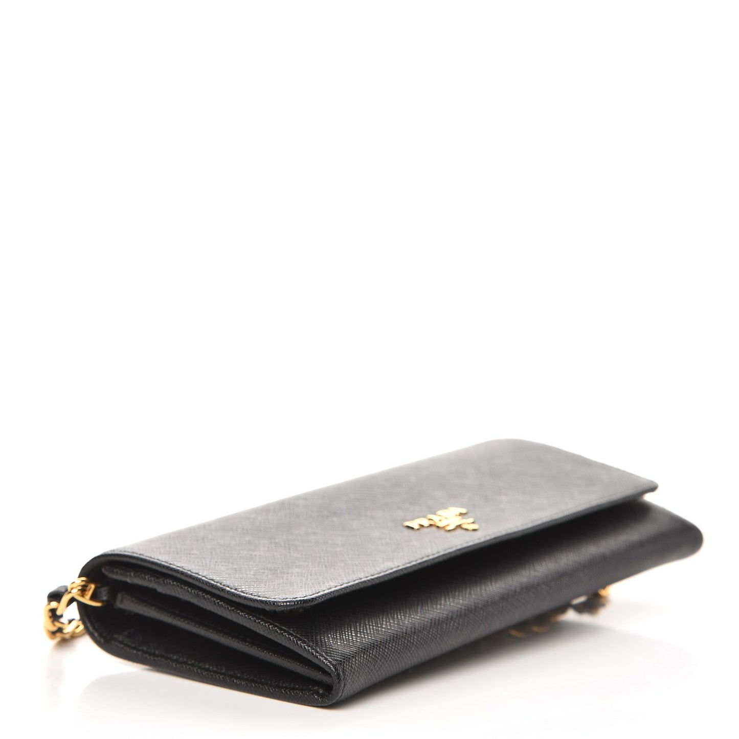 Saffiano Metal Oro Chain Wallet Nero Black