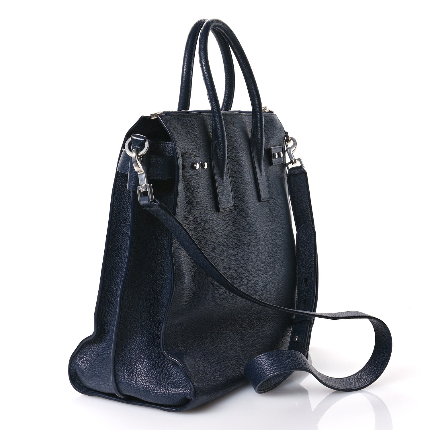 Saint Laurent Grained Calfskin Sac De Jour Souple North South Tote Navy 3 of 11