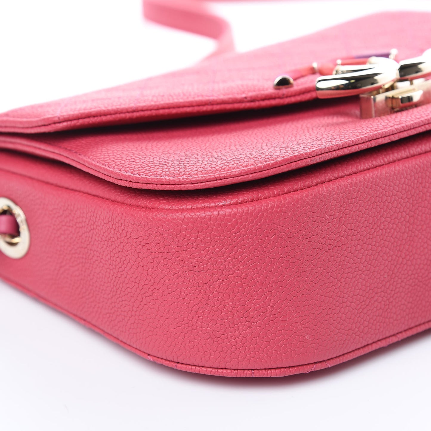 Grained Calfskin Quilted Small Cuba Top Handle Flap Pink