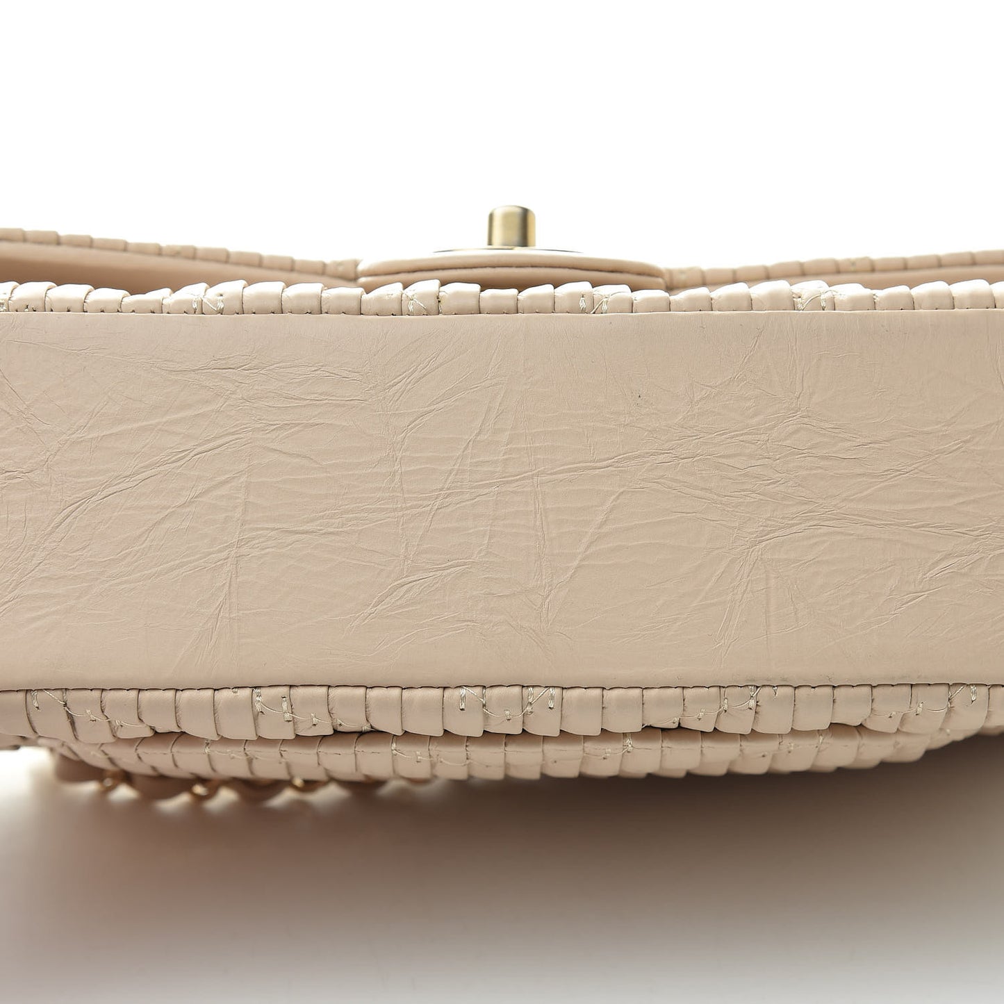 Calfskin Coco Pleats Medium Double Flap Beige