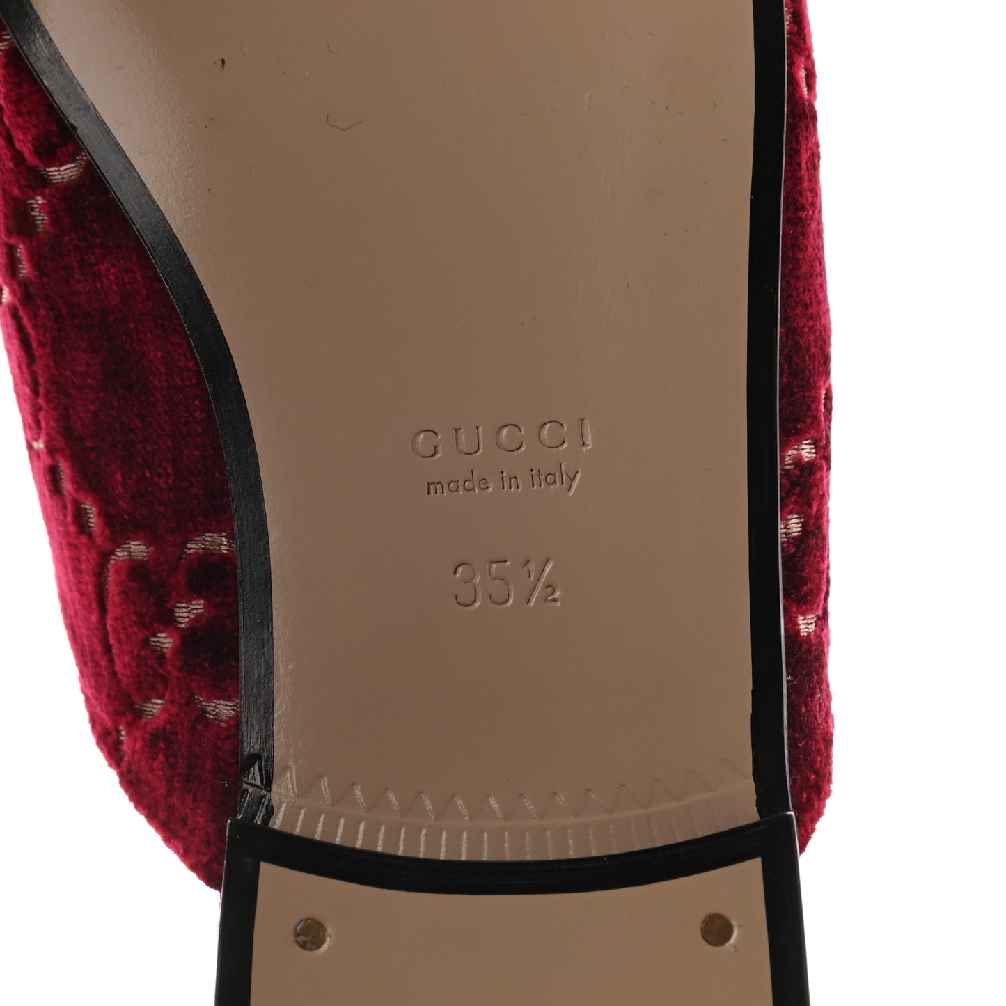 Velvet GG Monogram Womens Princetown Slippers 35.5 Red Cipria