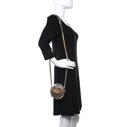 Chanel Metallic Lambskin Quilted Chanel 19 Round Clutch With Chain Gold 2 of 7