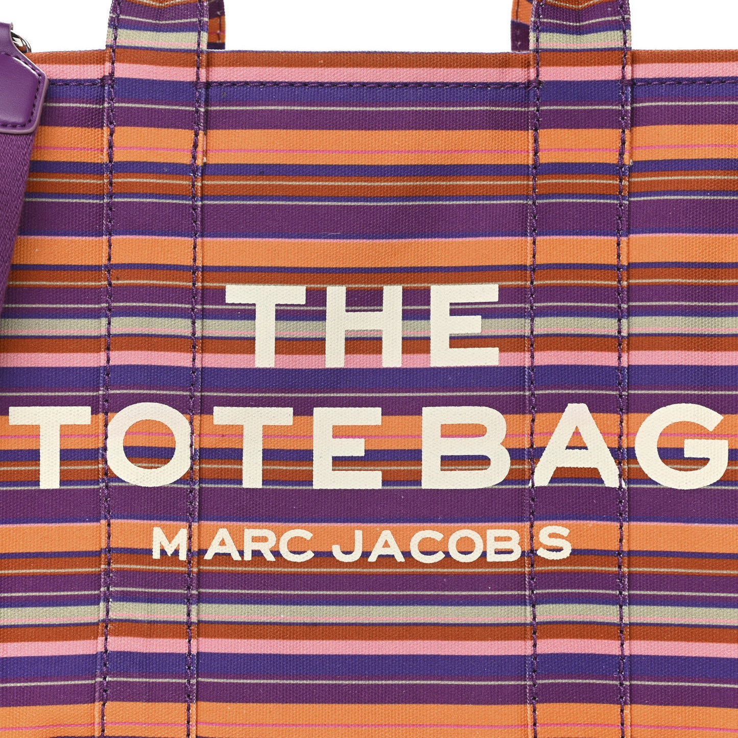 Cotton Canvas Striped Medium The Traveler Tote Bag Purple