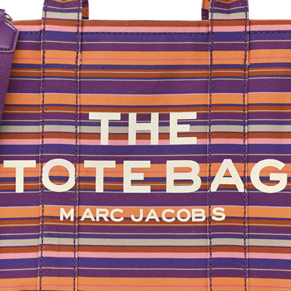 Marc Jacobs Cotton Canvas Striped Medium The Traveler Tote Bag Purple 8 of 13