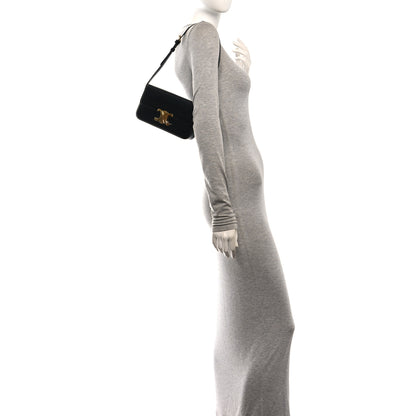 Celine Shiny Calfskin Triomphe Shoulder Bag Black 2 of 10