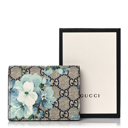 Gucci GG Supreme Monogram Blooms Card Case Wallet Beige Blue Navy Hibiscus Red 9 of 9