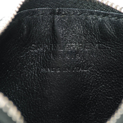 Saint Laurent Calfskin Crocodile Embossed 5 Fragments Zip Card Case Black 6 of 7