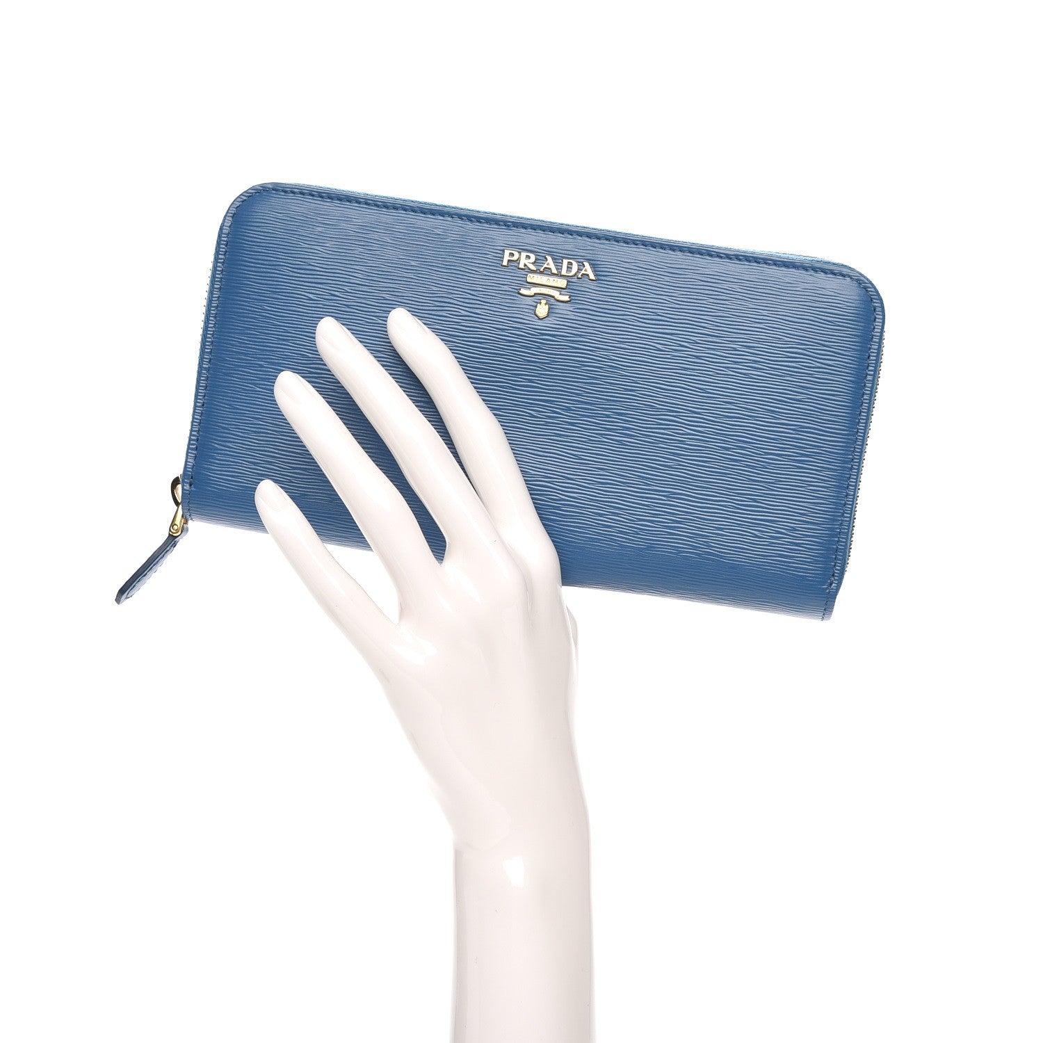 Prada Vitello Move Zip Around Wallet Cobalto 2 of 8