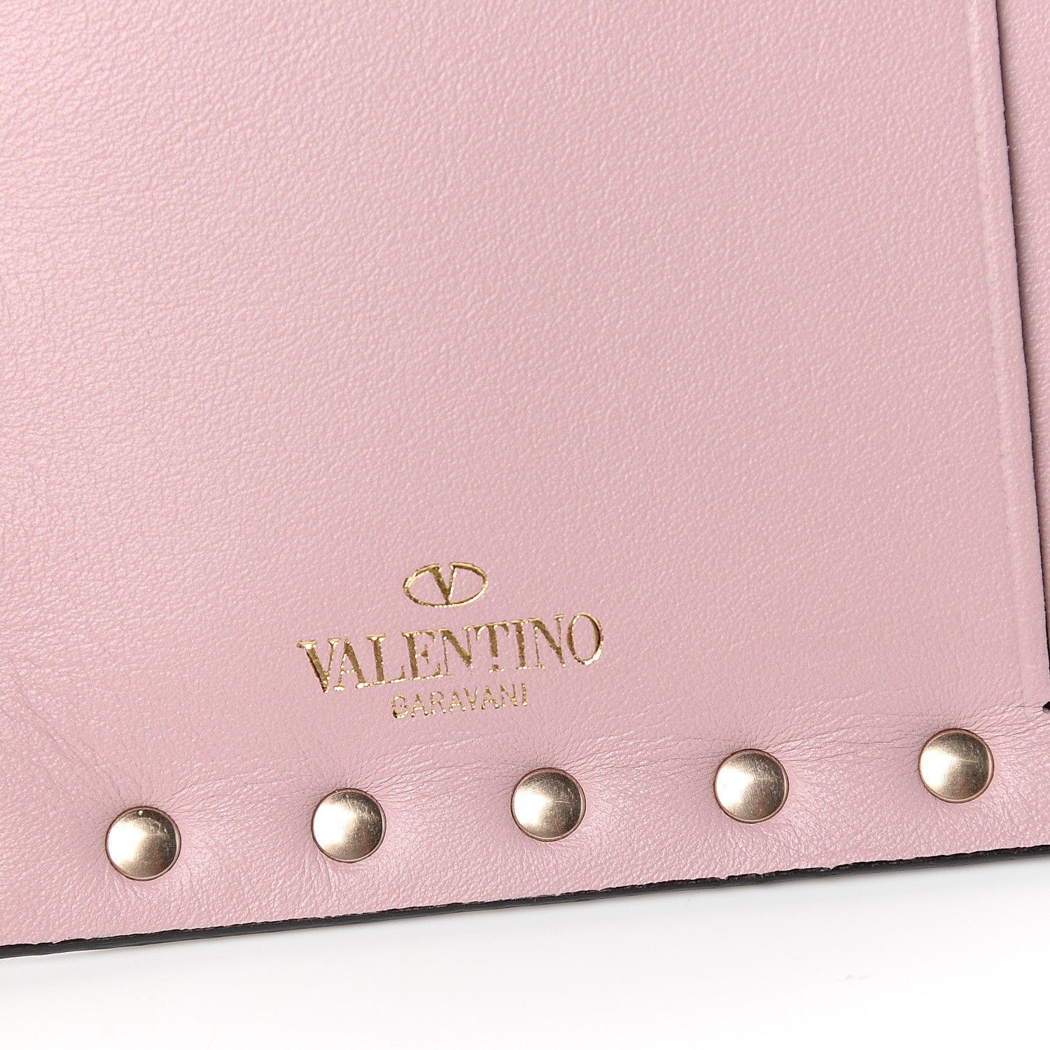 Valentino Garavani Calfskin Rockstud Coin Case Card Holder Water Rose 7 of 8