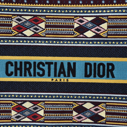 Christian Dior Canvas Embroidered Book Tote Blue Multicolor 9 of 10
