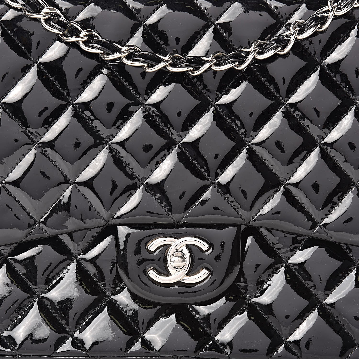 Chanel Patent Quilted Jumbo Single Flap Black 8 of 15
