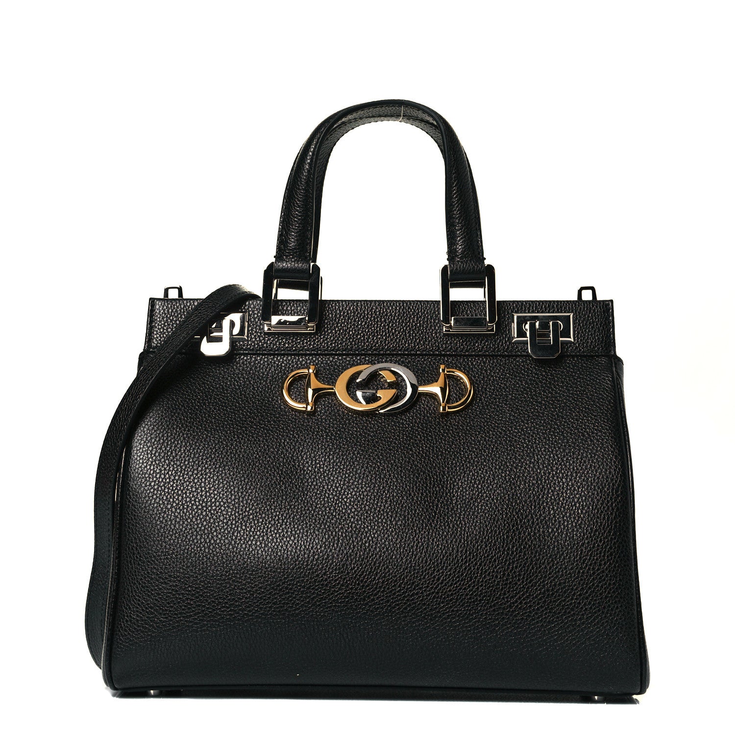 Gucci Grainy Calfskin Small Zumi Top Handle Bag Black 1 of 6