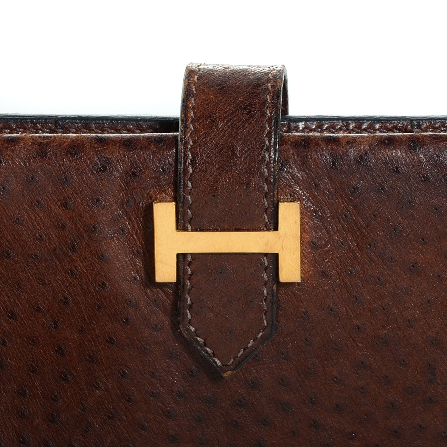 Hermes Ostrich Bearn Wallet Chocolate 9 of 9