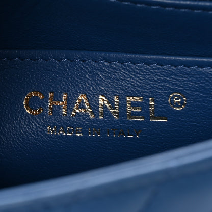 Chanel Lambskin Chevron Quilted Mini Square Flap Blue 6 of 10