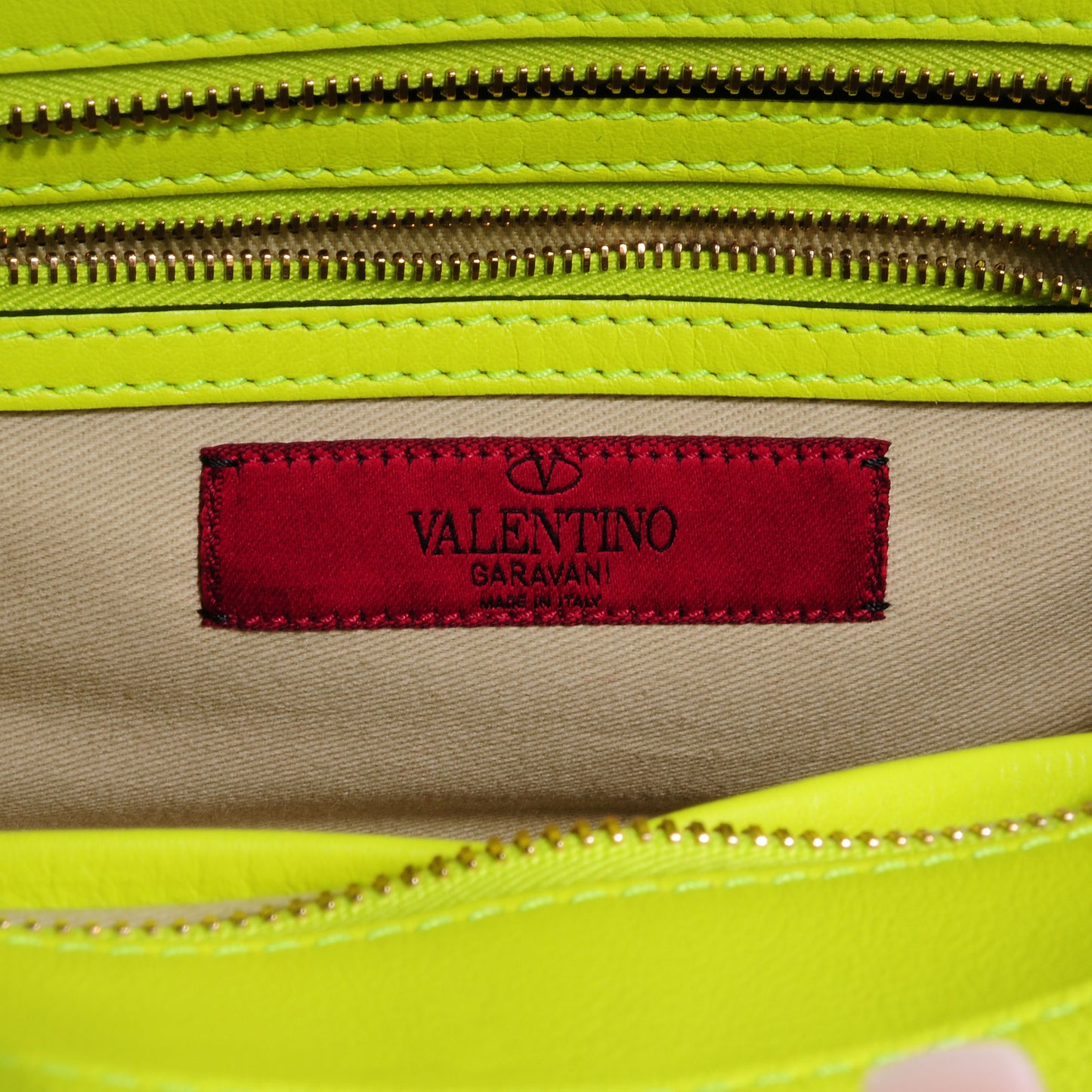 Vitello Small Rockstud Double Handle Tote Yellow Fluo