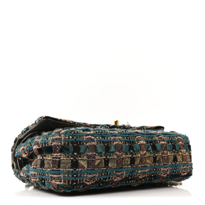 Chanel Tweed Metallic Lambskin Quilted Egyptian Double Flap Multicolor Gold 4 of 10