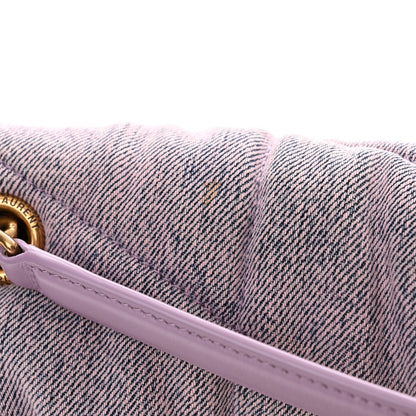 Saint Laurent Denim Quilted Medium Loulou Puffer Monogram Chain Satchel Bleached Lilac 11 of 11