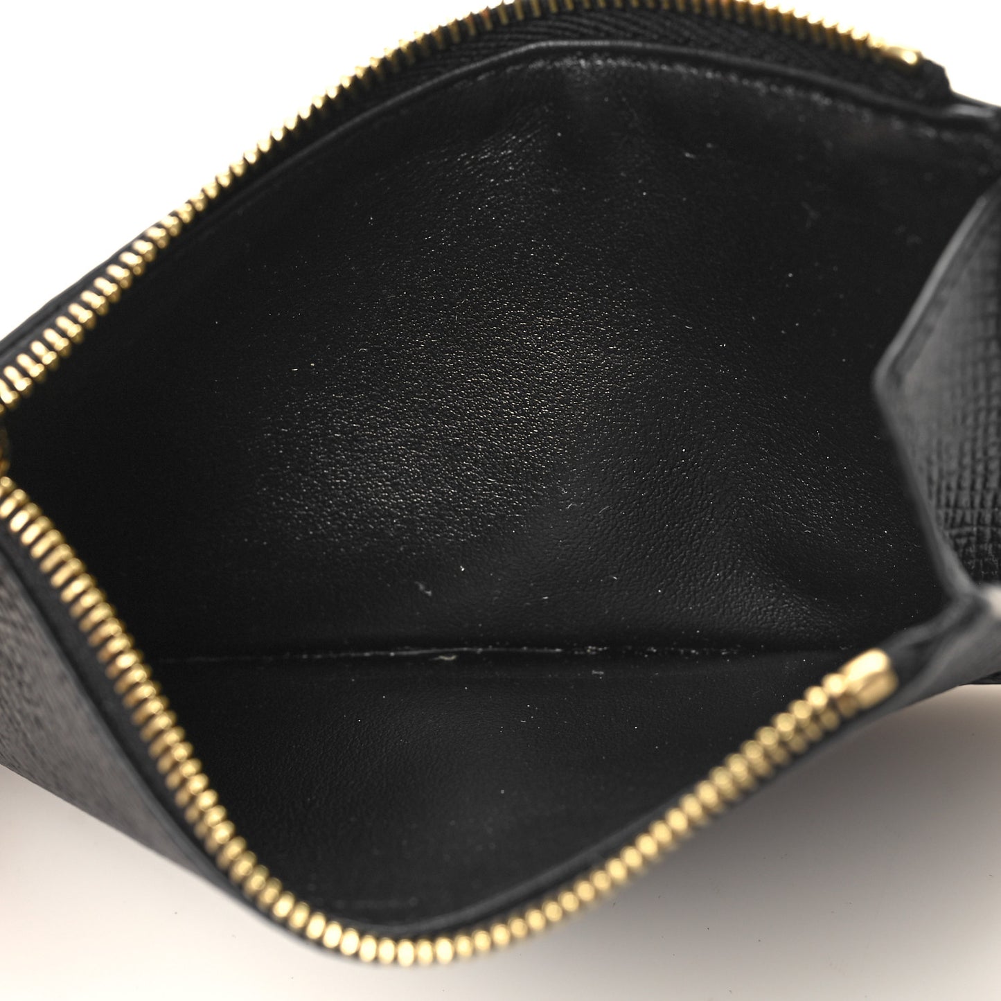 Grained Calfskin Zipped Card Holder Black
