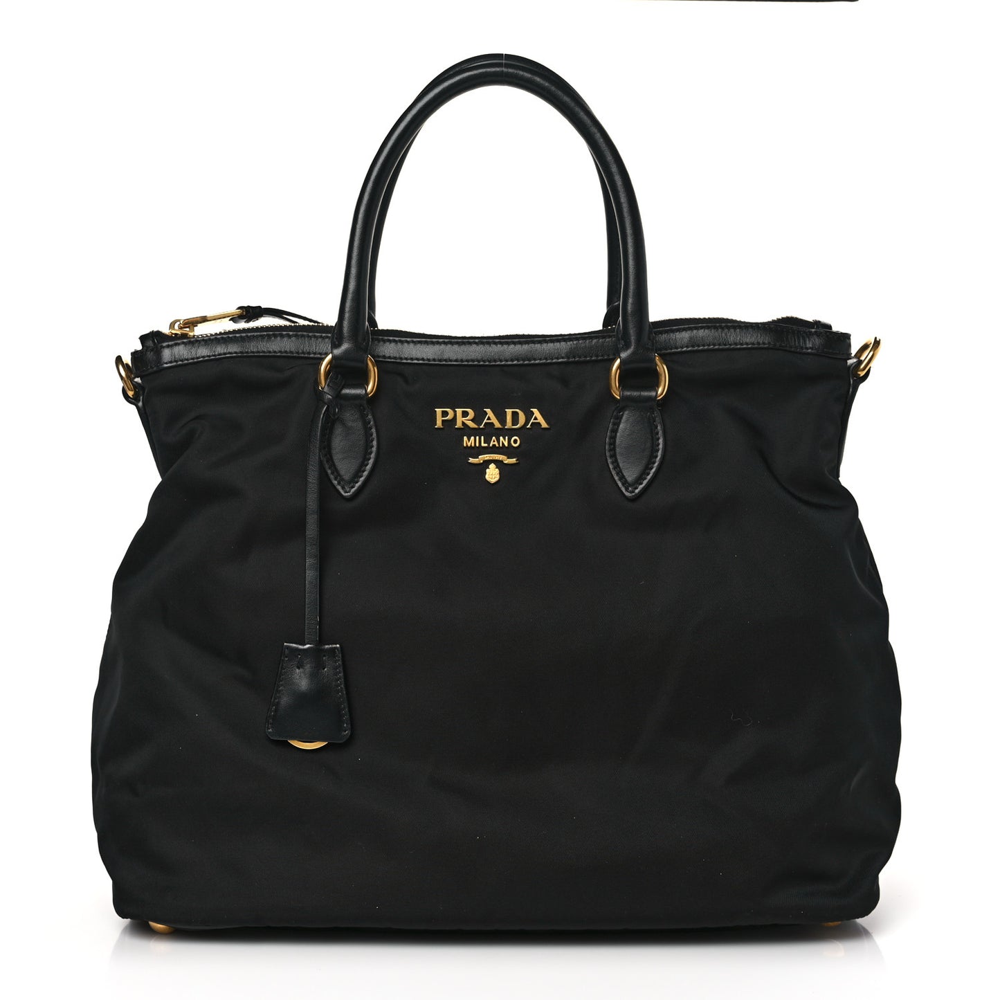 Tessuto Nylon Soft Calfskin Tote Black