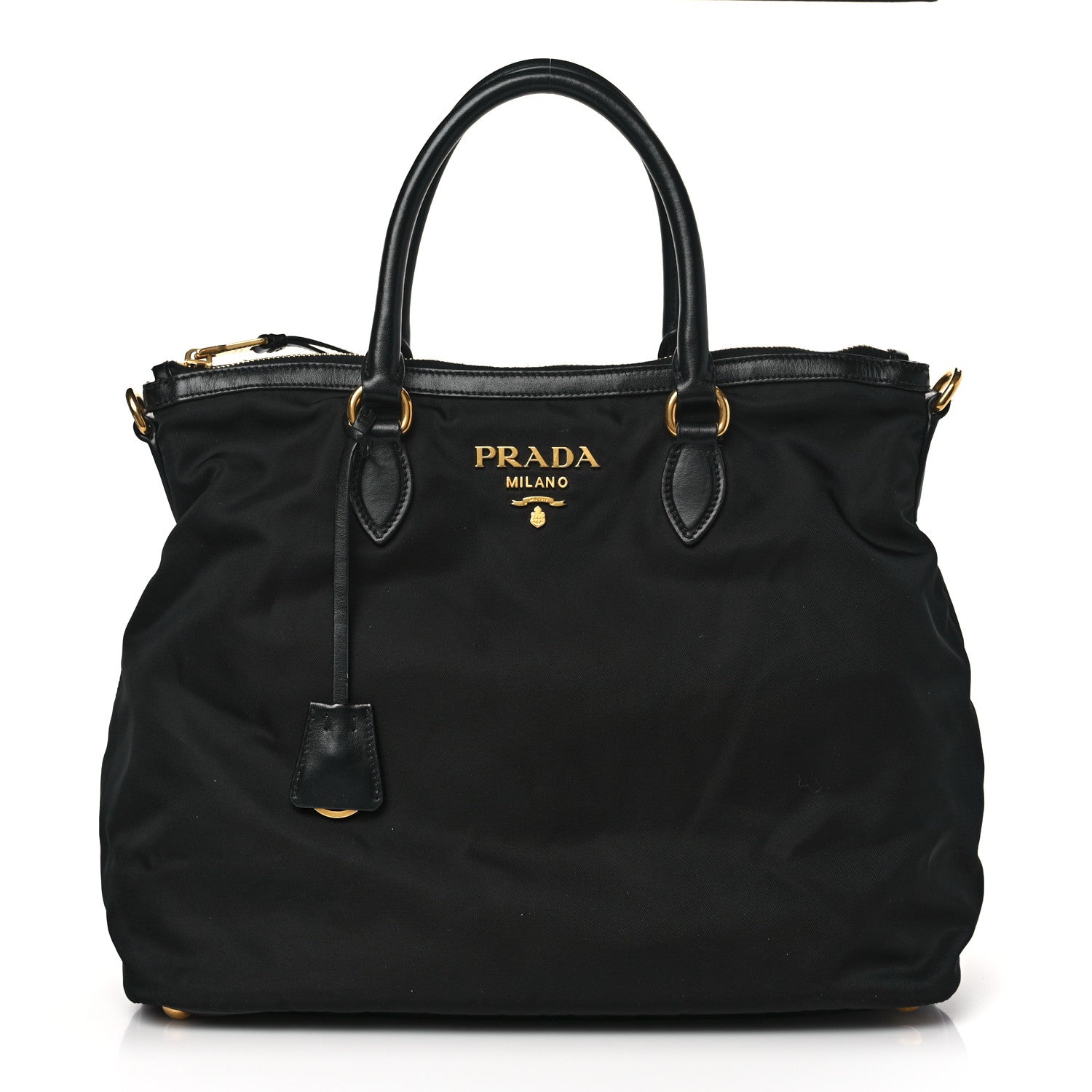 Prada Tessuto Nylon Soft Calfskin Tote Black 1 of 10