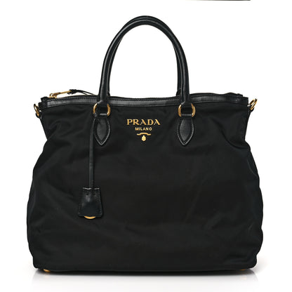 Prada Tessuto Nylon Soft Calfskin Tote Black 1 of 10