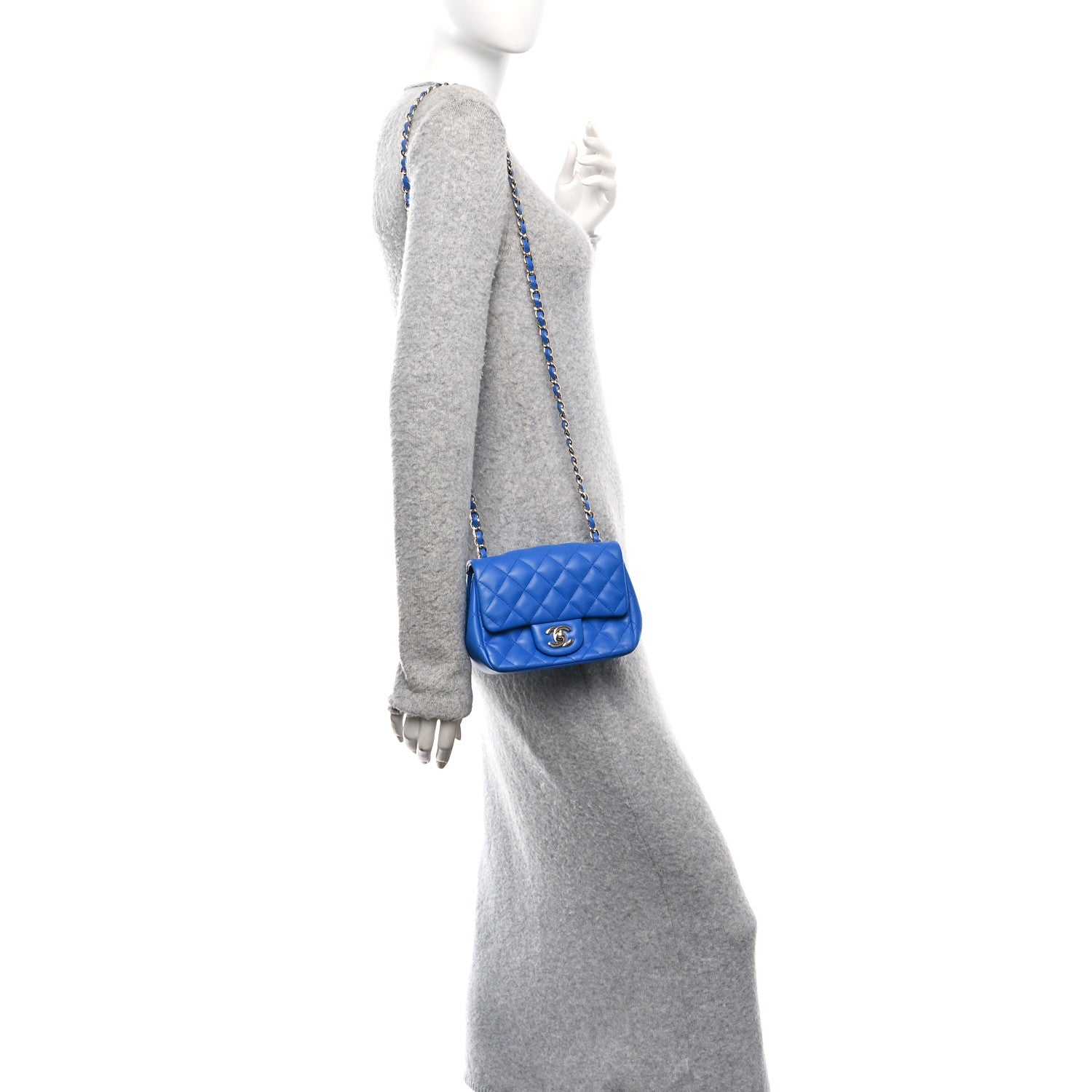 Chanel Lambskin Quilted Mini Square Flap Blue 3 of 11