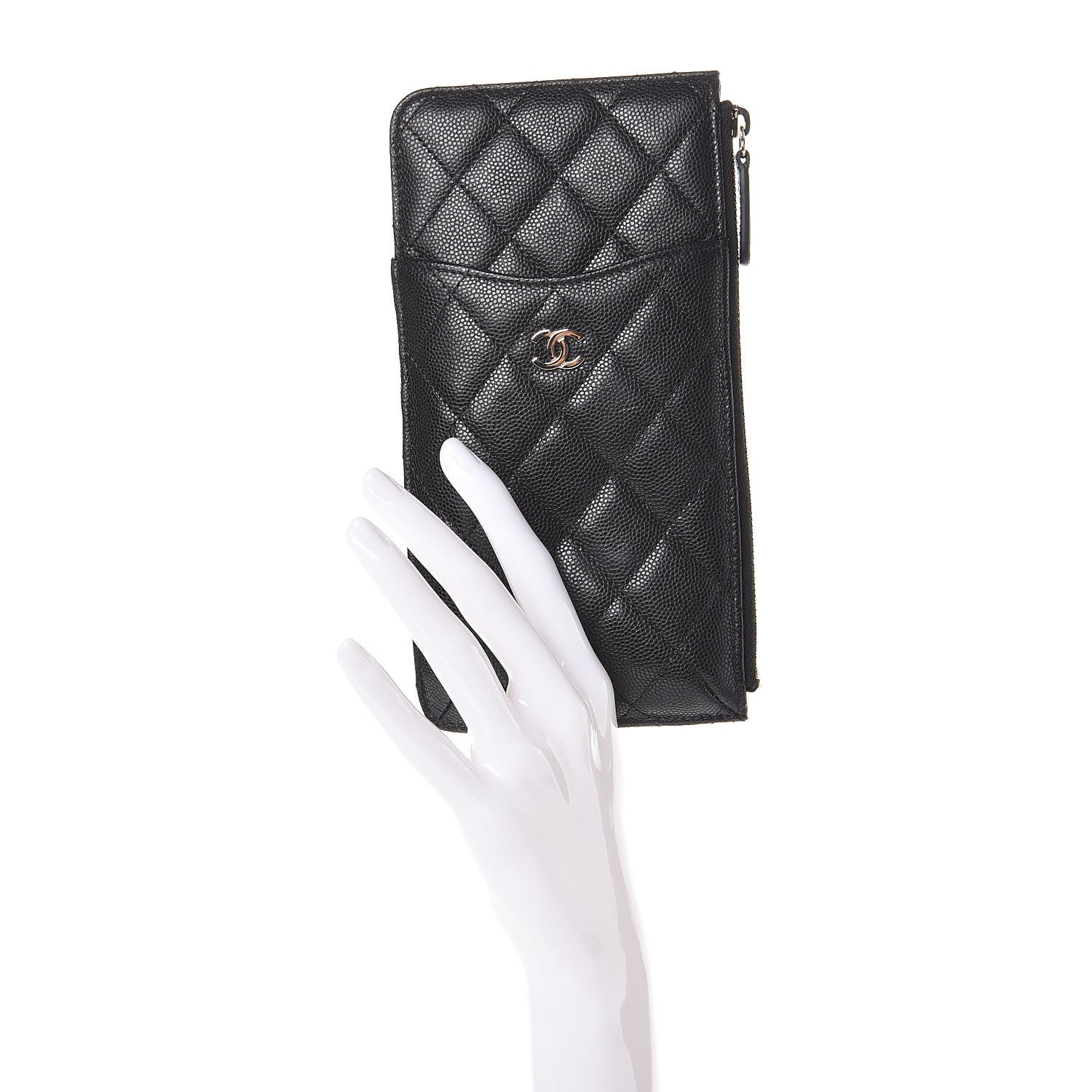 Chanel Caviar Quilted Classic Flat Wallet Pouch Black 2 of 8