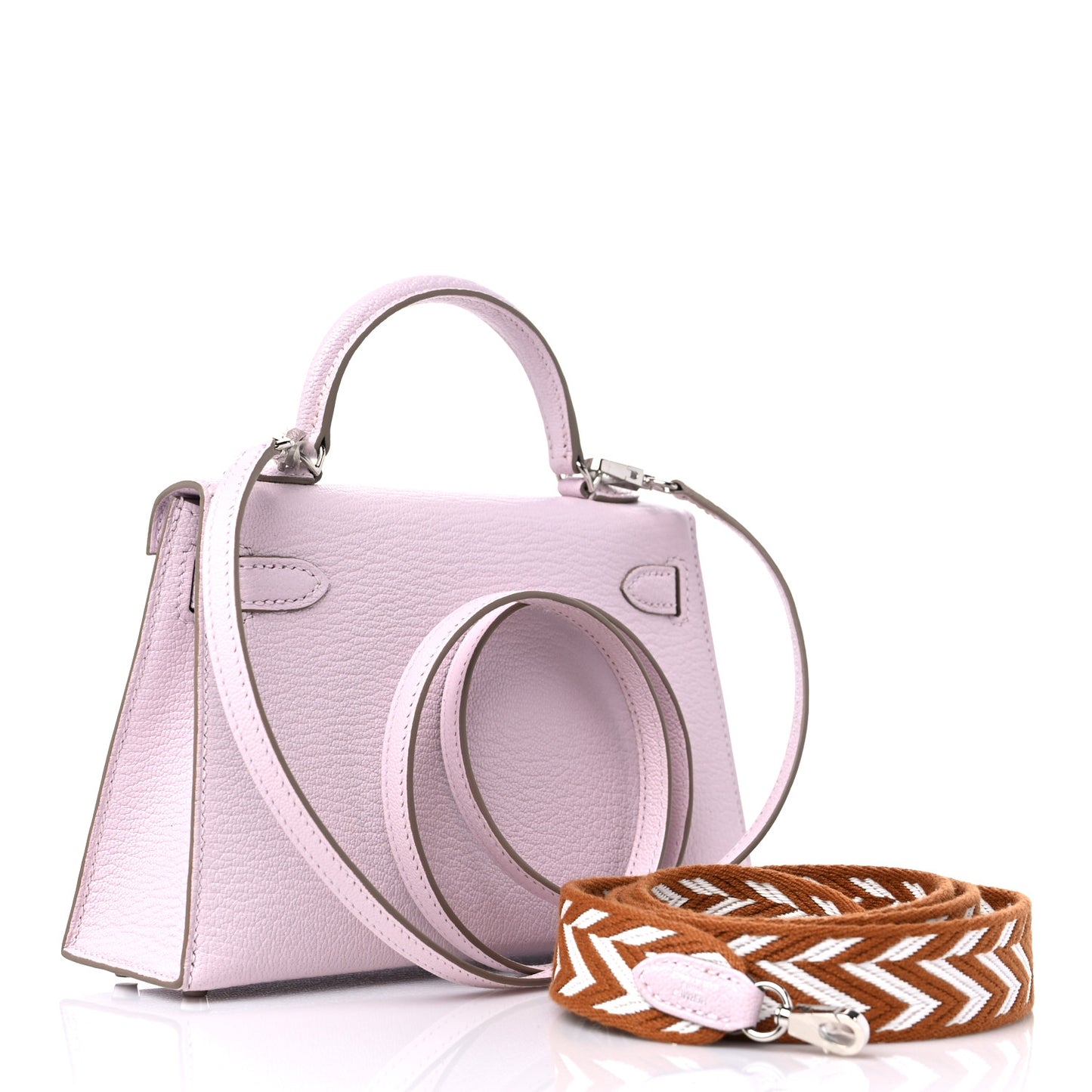 Chevre Mysore Mini Kelly Sellier 20 Mauve Pale Gold White