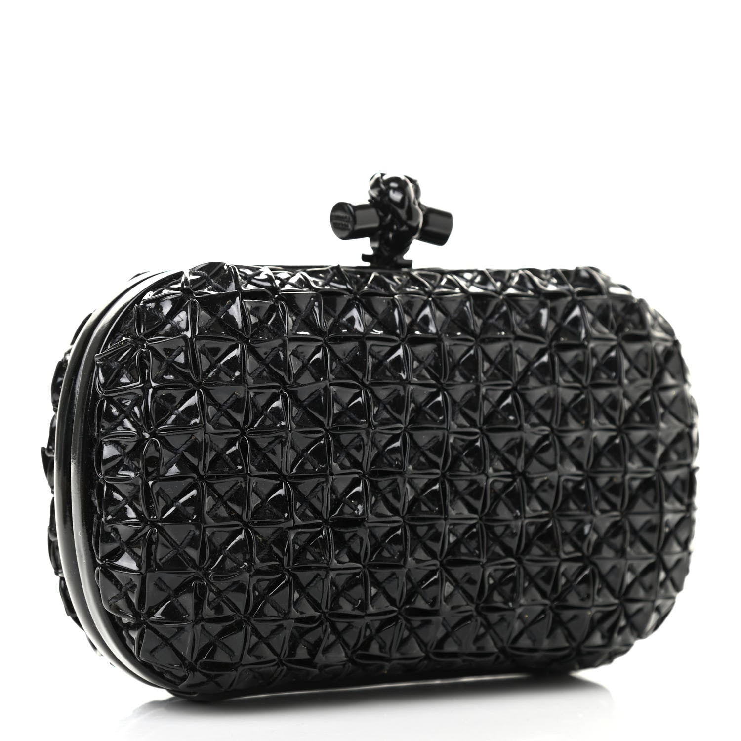 Bottega Veneta Patent Origami Knot Clutch Black 3 of 7