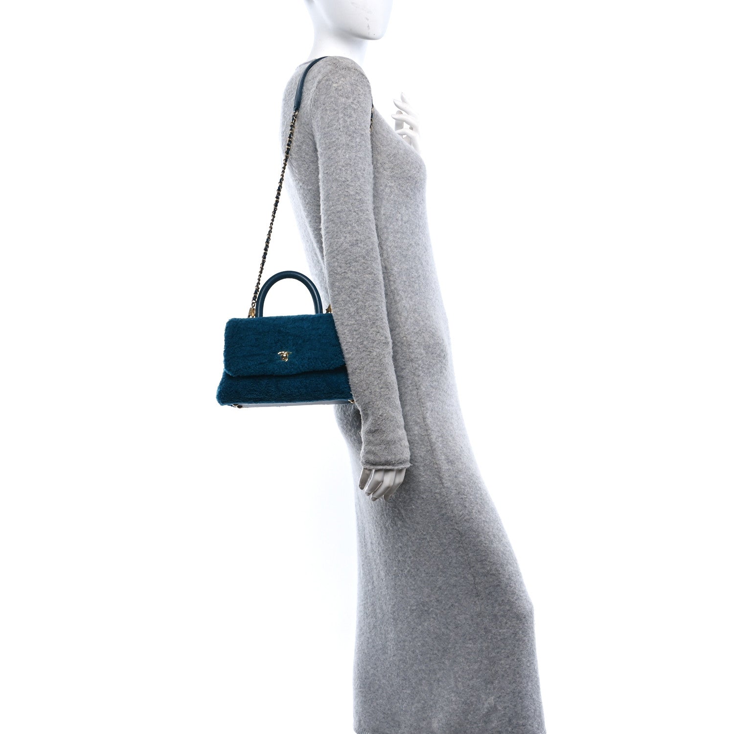 Chanel Shearling Lambskin Small Coco Handle Flap Blue 2 of 11