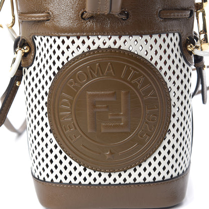 Fendi Vitello Liberty Glossy Lambskin F is Fendi Perforated Mini Mon Tresor Bucket Bag White Ice Rust Maya 9 of 9