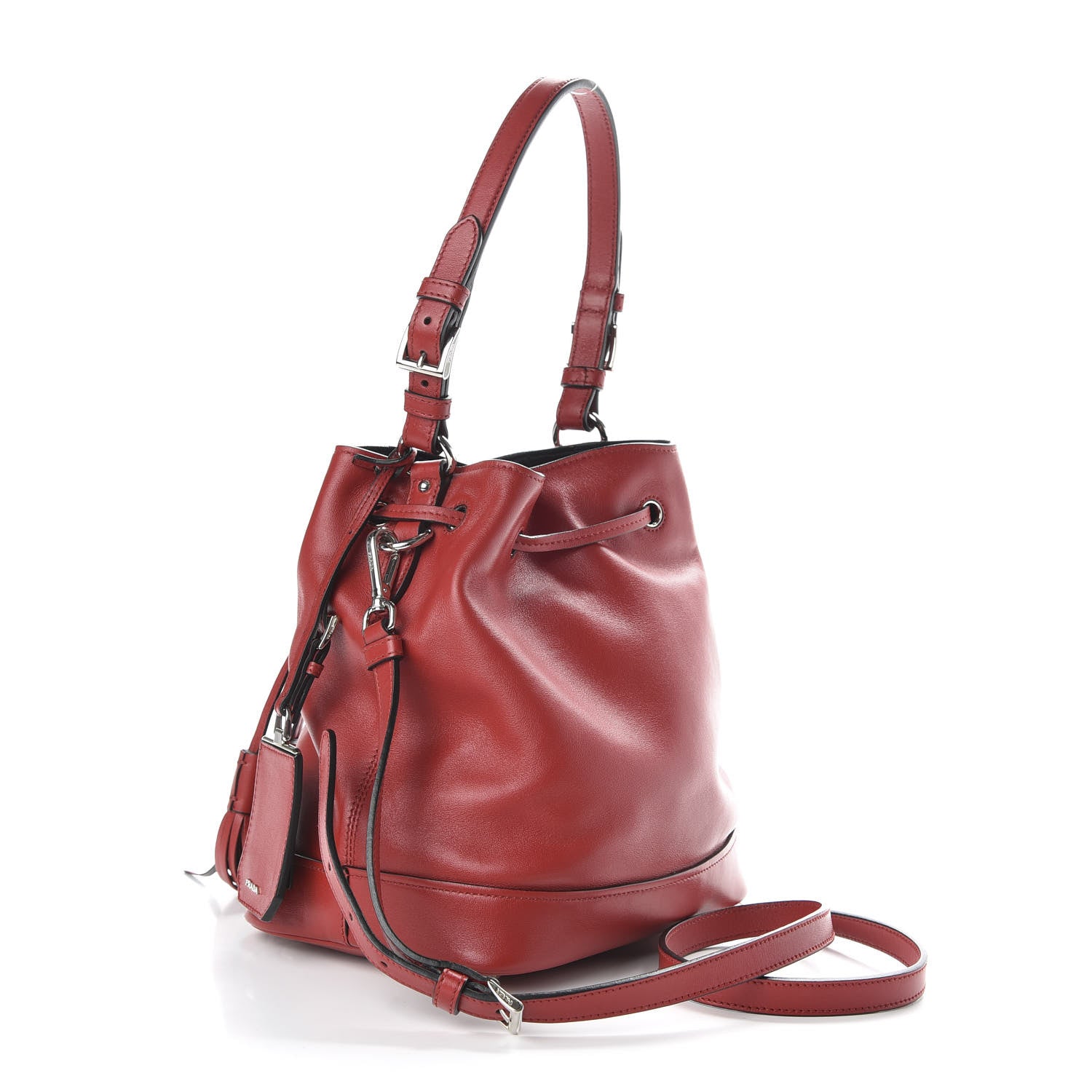 Prada Soft Calfskin Bucket Bag Fuoco 3 of 10