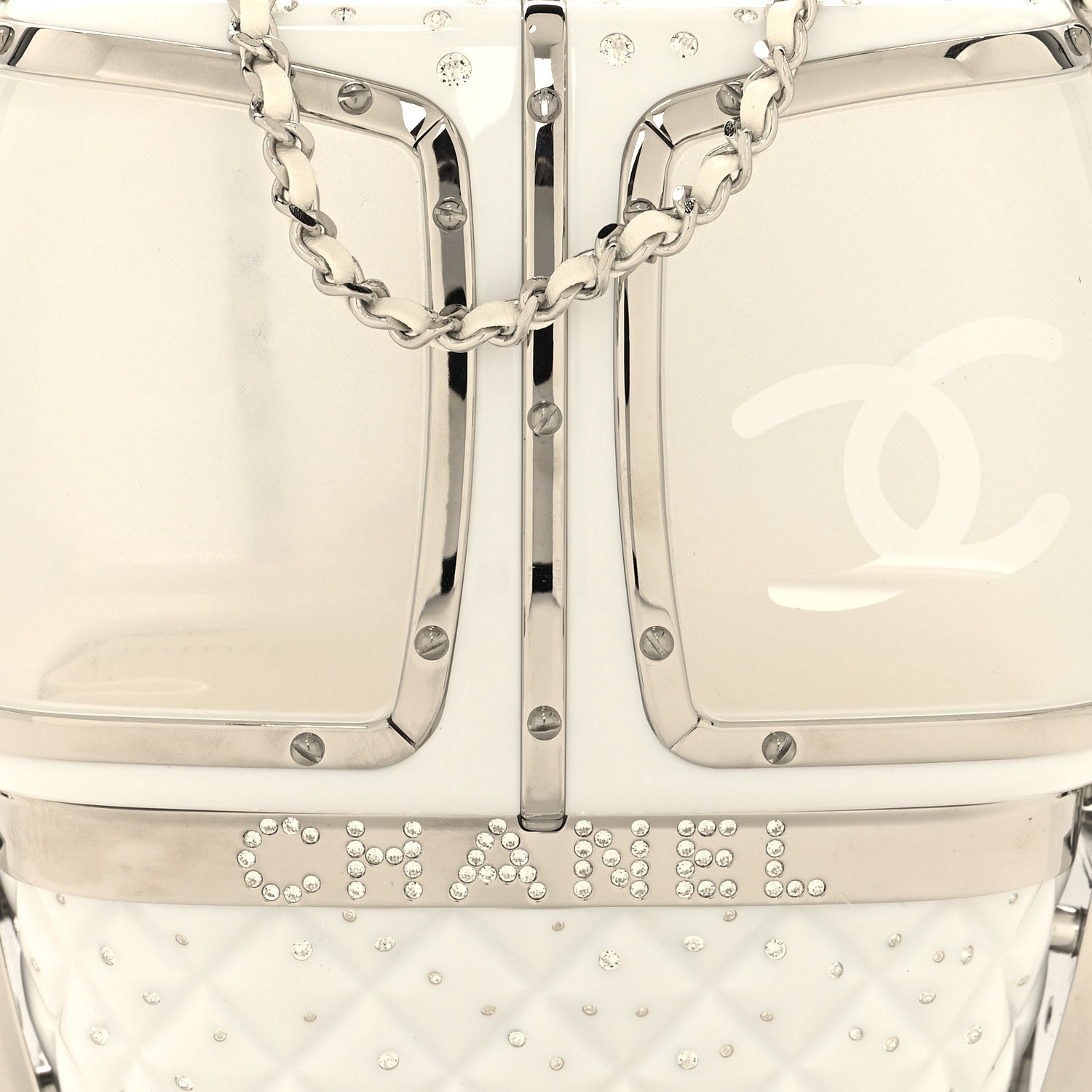 Chanel Lucite Enamel Strass Evening In The Mountain Gondola Minaudiere Clutch White 8 of 11