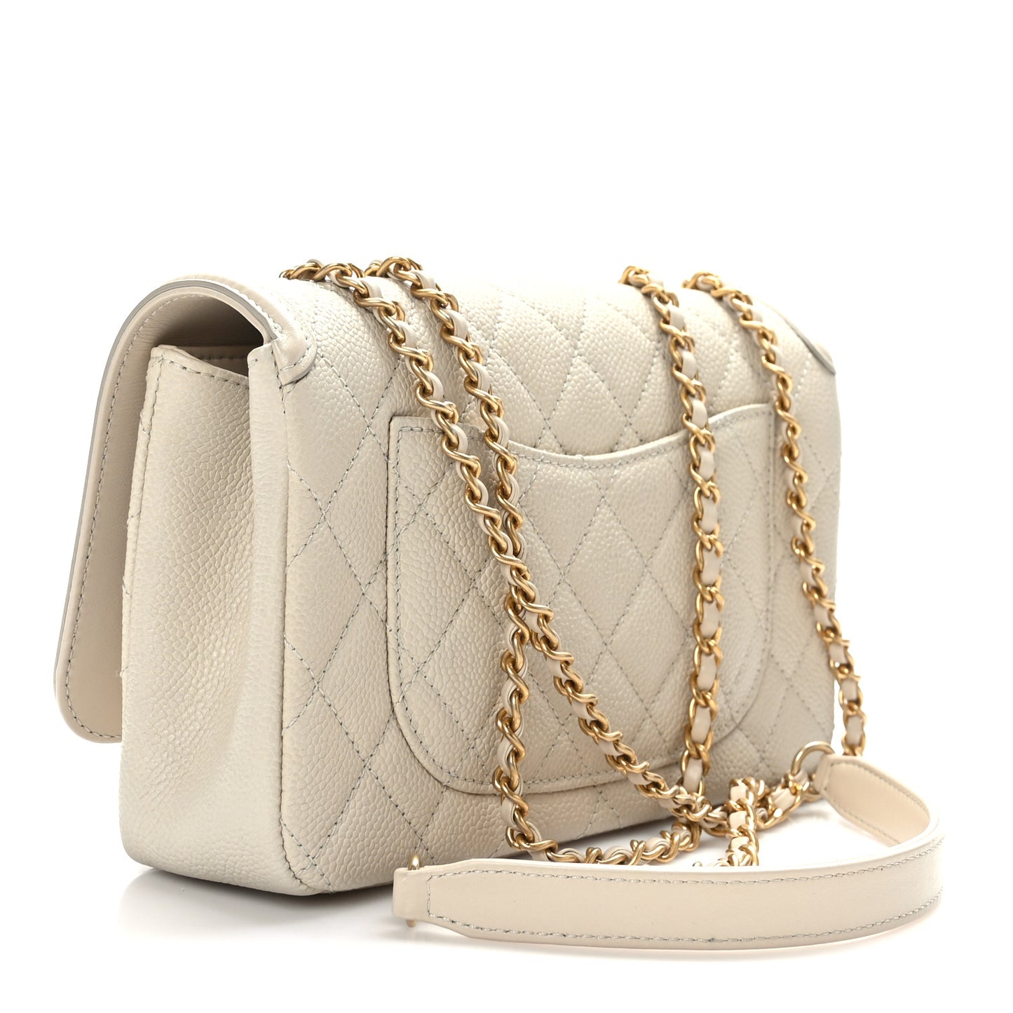 Caviar Quilted Small CC Filigree Flap Beige
