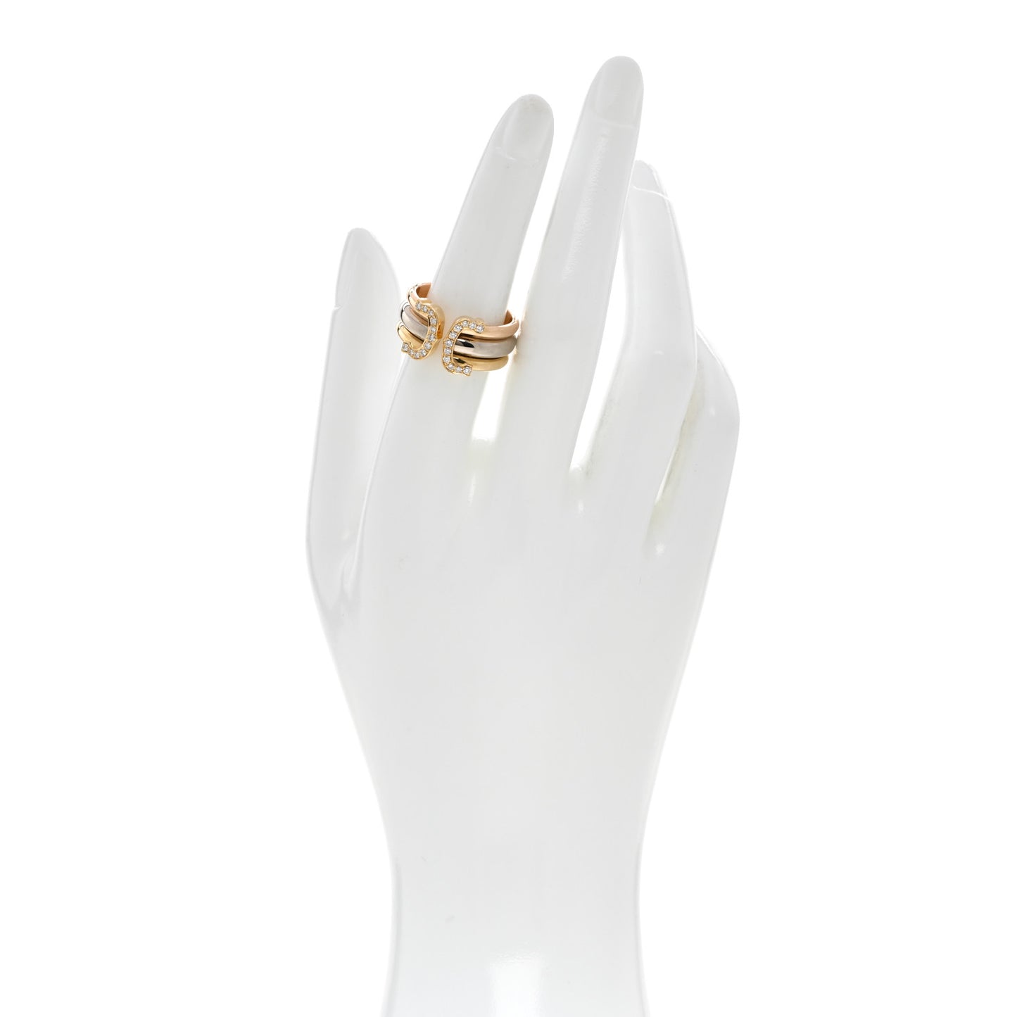 18K Pink Yellow White Gold Diamond 11mm C De Cartier Ring 53 6.25