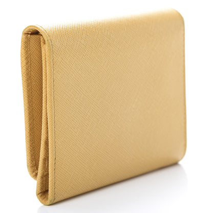 Prada Saffiano Metal Tri-Fold Wallet Ginestra 3 of 10