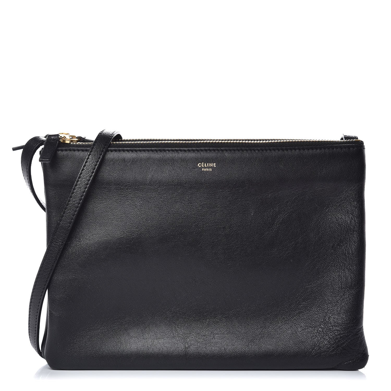 Celine Lambskin Large Trio Crossbody Bag Black 1 of 13