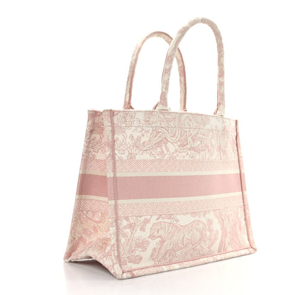 Christian Dior Canvas Toile De Jouy Embroidered Medium Book Tote Pink 3 of 8